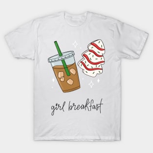 Girl Breakfast Iced Coffee Christmas Cake T-Shirt